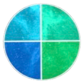 Stylized MBQ2 cyan and green filter quadrant