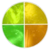 Stylized MBQ3 yellow and orange filter quadrant